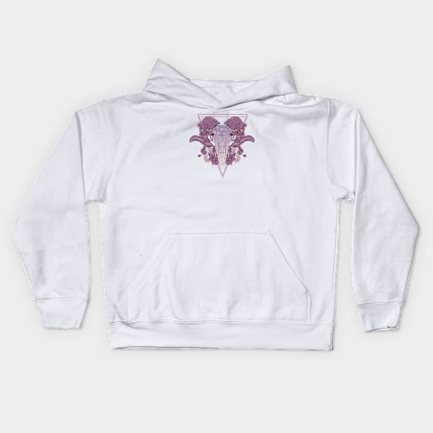 Ram floral skull Kids Hoodie by Jess Adams